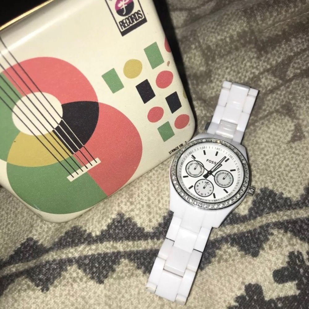White & Silver Fossil Watch
